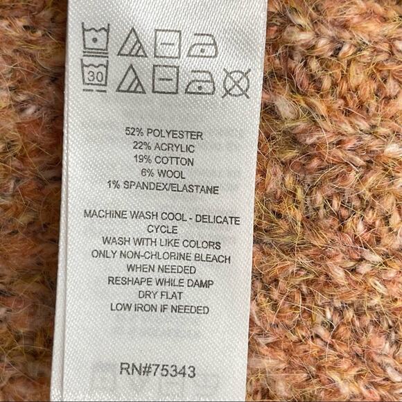 Sincerely Jules Woman's Sweater 1/4 Zip Wide Collar Medium Peach - Picture 6 of 7